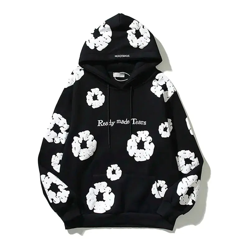 Retro Foam Kapok Embroidery Pullover Hoodies
