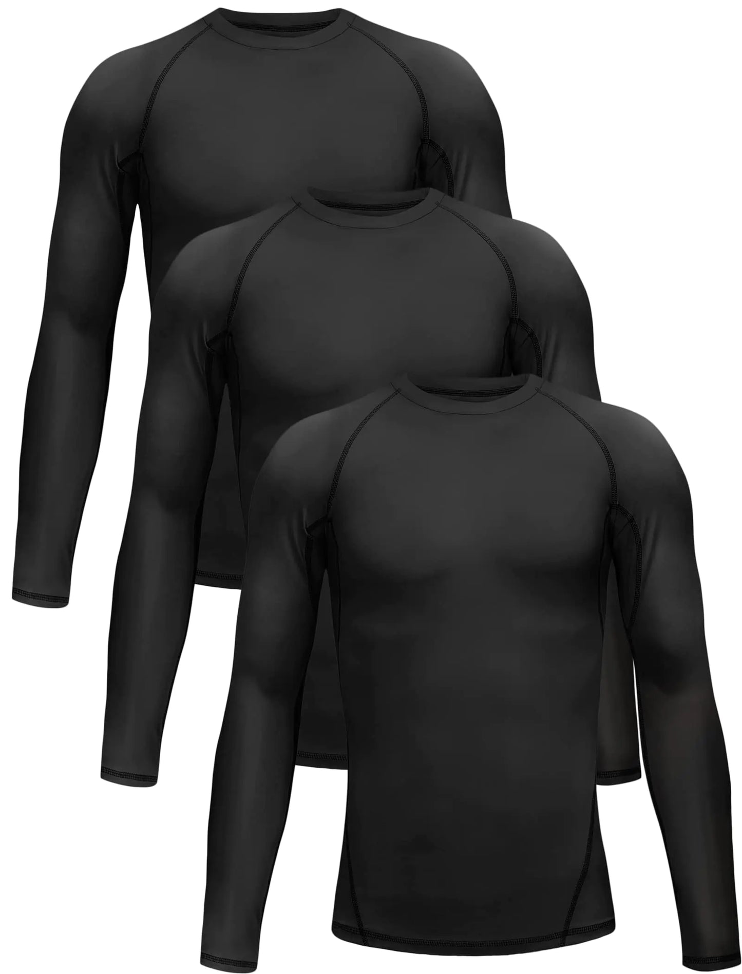 TELALEO 4, 3, 2, 5/1 Pack Boys' Girls' Compression Shirts Youth Long Sleeve Undershirt Sports Moisture Wicking Baselayer X-Large 3black