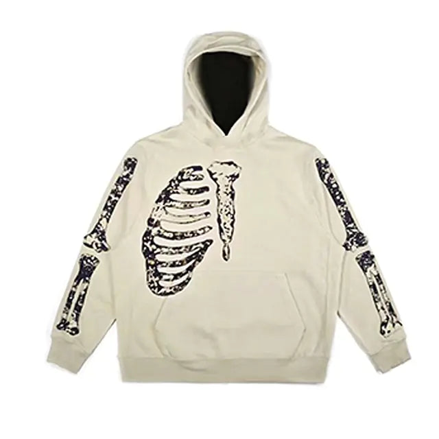 Men's Hip Hop Goth Skull Long Sleeve Oversized Hoodies