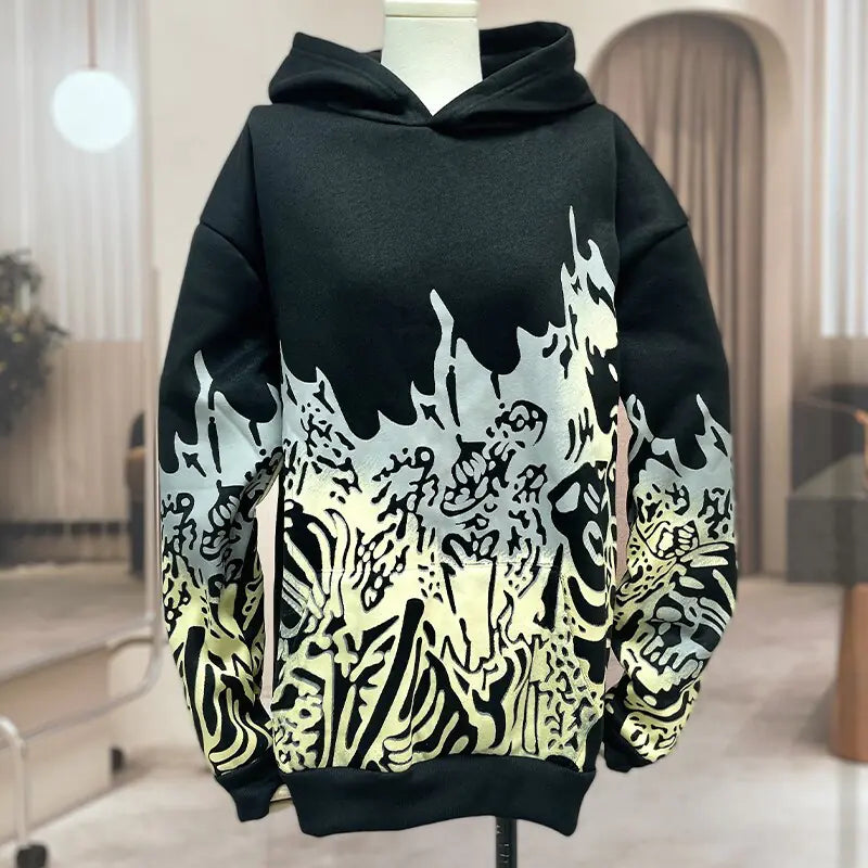 Men's Hip Hop Goth Skull Long Sleeve Oversized Hoodies