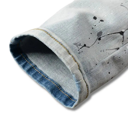 Crystal Holes Ripped Patchwork Jeans