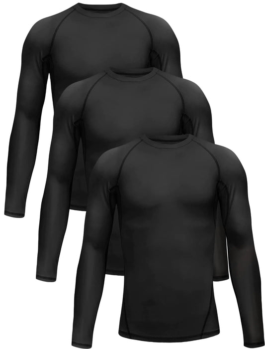 TELALEO 4, 3, 2, 5/1 Pack Boys' Girls' Compression Shirts Youth Long Sleeve Undershirt Sports Moisture Wicking Baselayer X-Large 3black