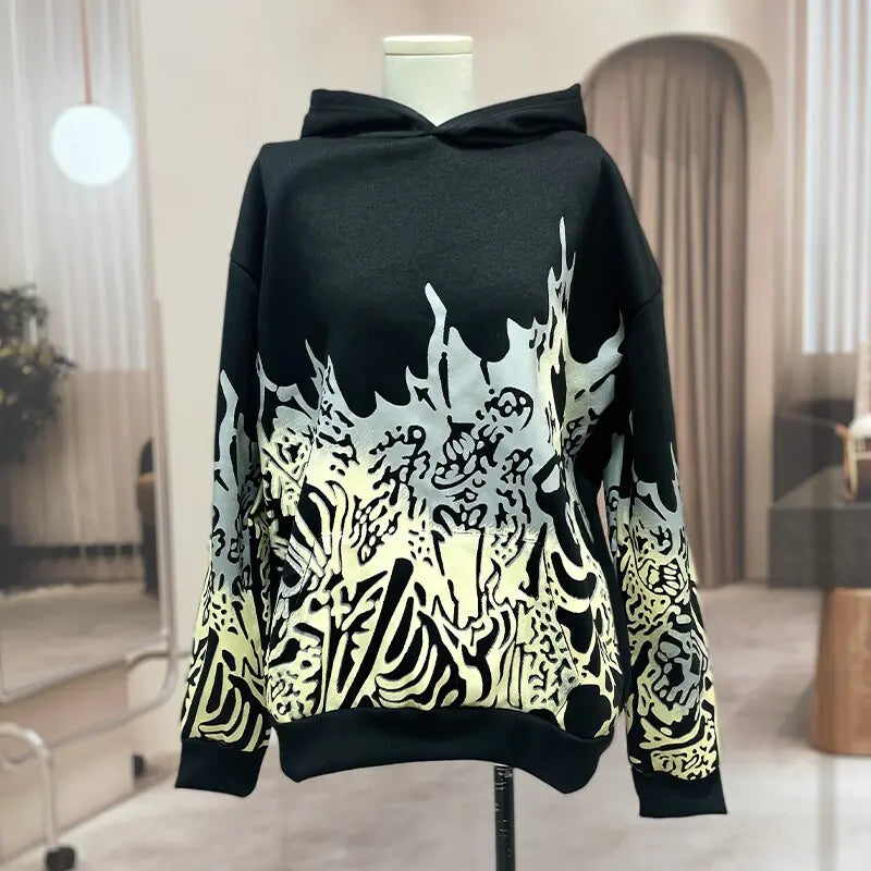 Men's Hip Hop Goth Skull Long Sleeve Oversized Hoodies