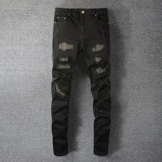 Slim Fit Destroyed Ripped Jeans