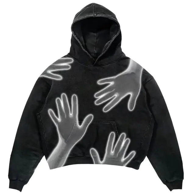 Men's Hip Hop Goth Skull Long Sleeve Oversized Hoodies