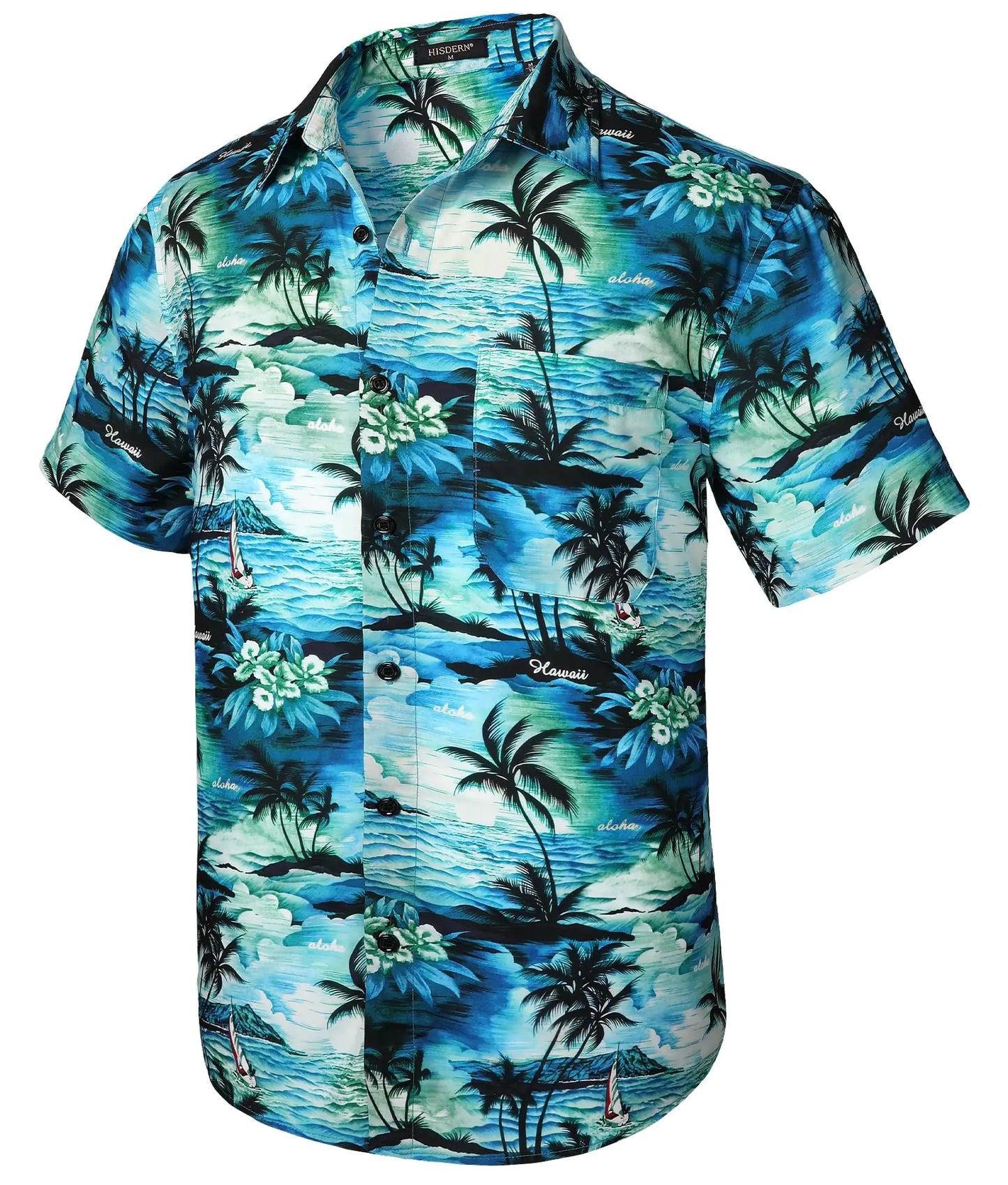 Hawaiian Shirt for Men Short Sleeve Button Down Shirt Men Casual Summer Tropical Beach Aloha Shirts for Men Hawaii Party XX-Large A3-teal Blue (Sunny)